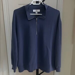 Magaschoni Women's Navy Zip-Up Top